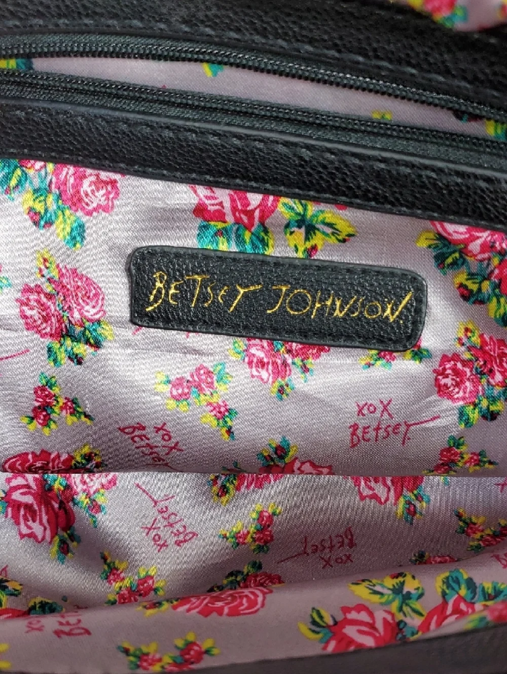 Betsey Johnson Heart Quilted Pink Black Grey Satchel Eiffel Tower Bag Charm